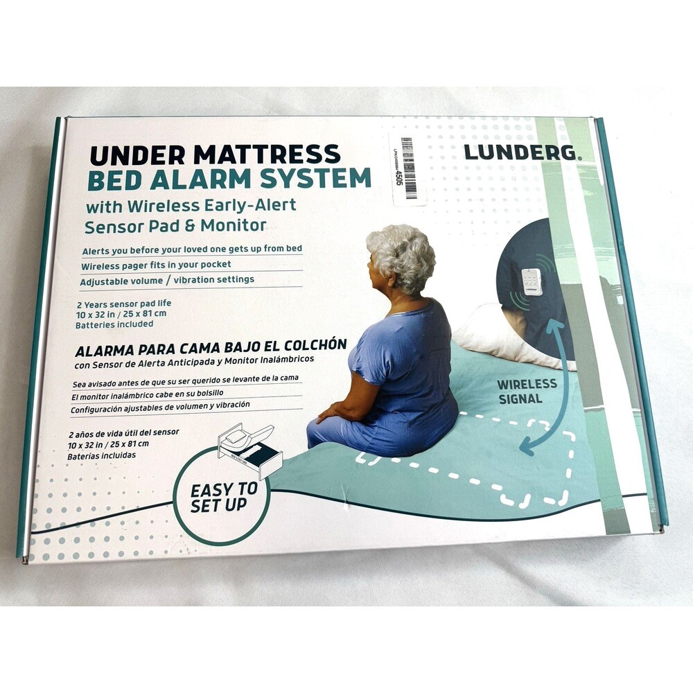 Under Mattress Bed Alarm System Lunderg Wireless Early Alert Sensor pad/monitor